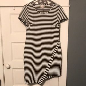 Black/White asymmetrical striped dress